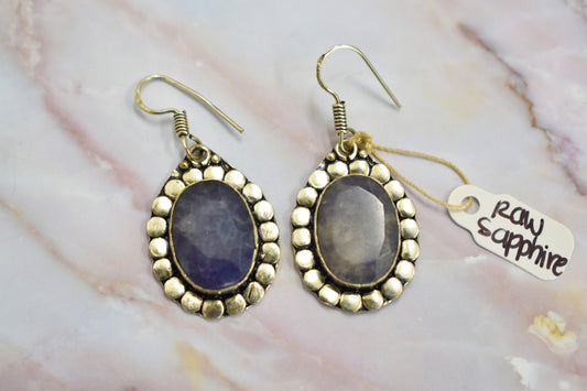stones-of-transformation - Raw Sapphire Earrings - Stones of Transformation -