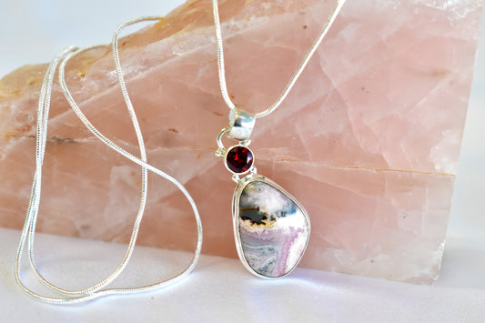 Rhodochrosite and Garnet Necklace