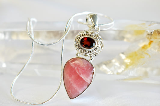 Rhodochrosite and Garnet Necklace