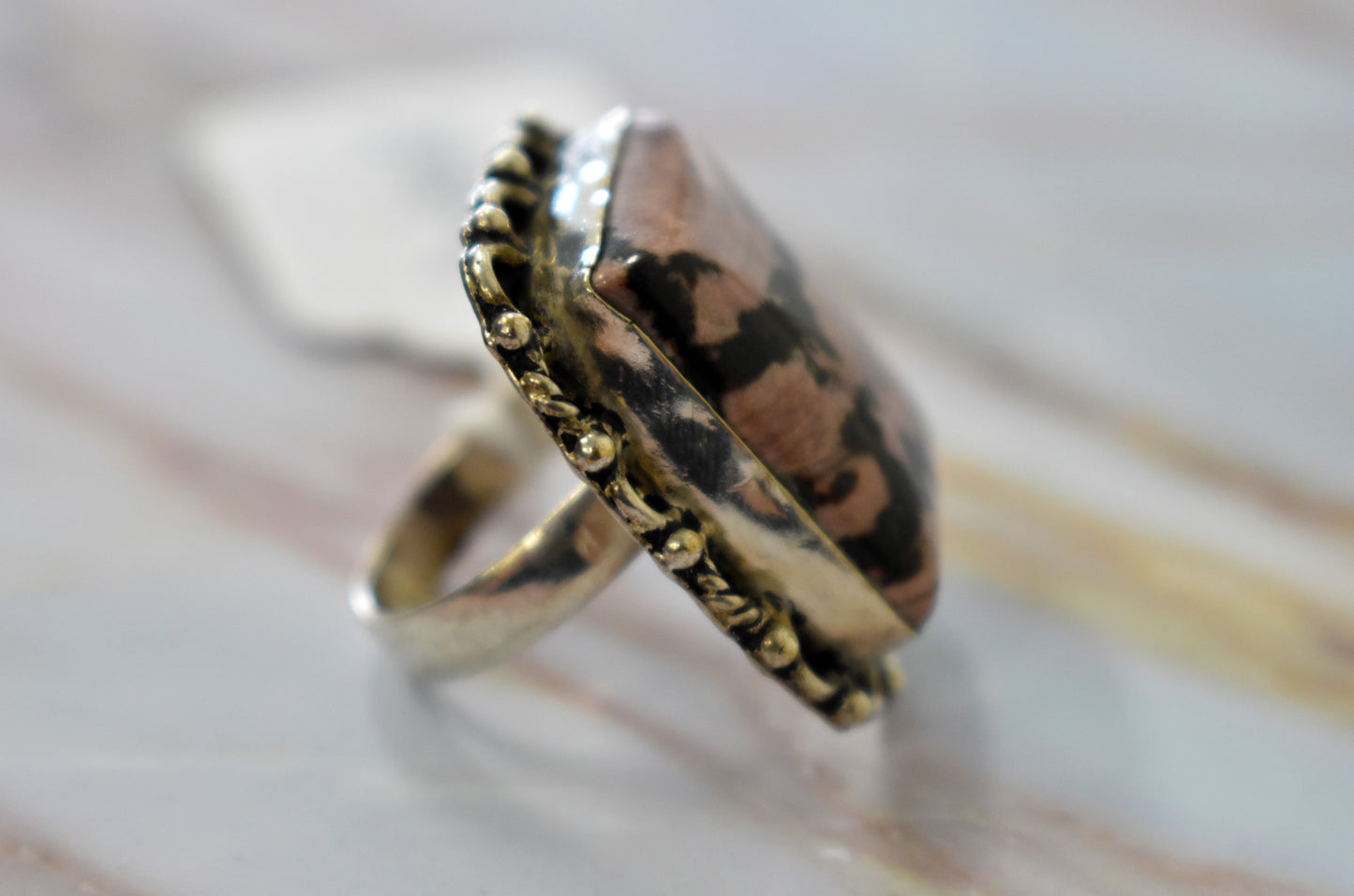 stones-of-transformation - Rhodonite Ring (Size 8) - Stones of Transformation -
