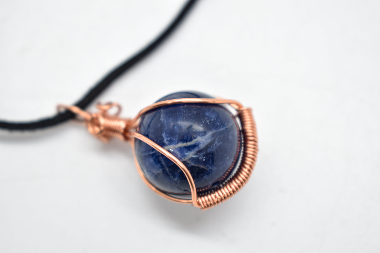 Copper Wrapped Sodalite Bead Necklace