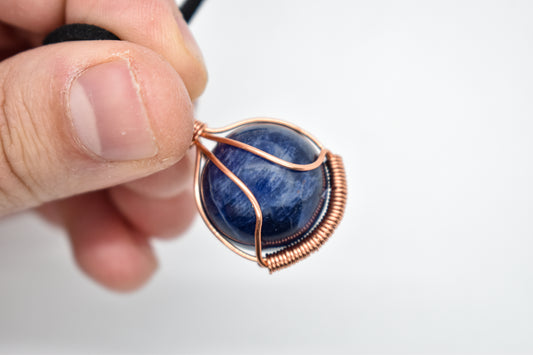 Copper Wrapped Sodalite Bead Necklace