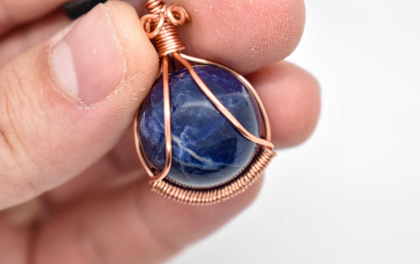 Copper Wrapped Sodalite Bead Necklace
