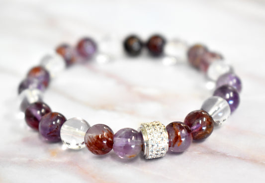 Super 7 and Clear Quartz Bracelet