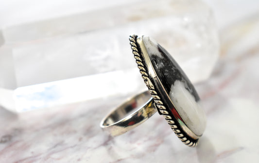 White Buffalo Turquoise Ring (Size 9)