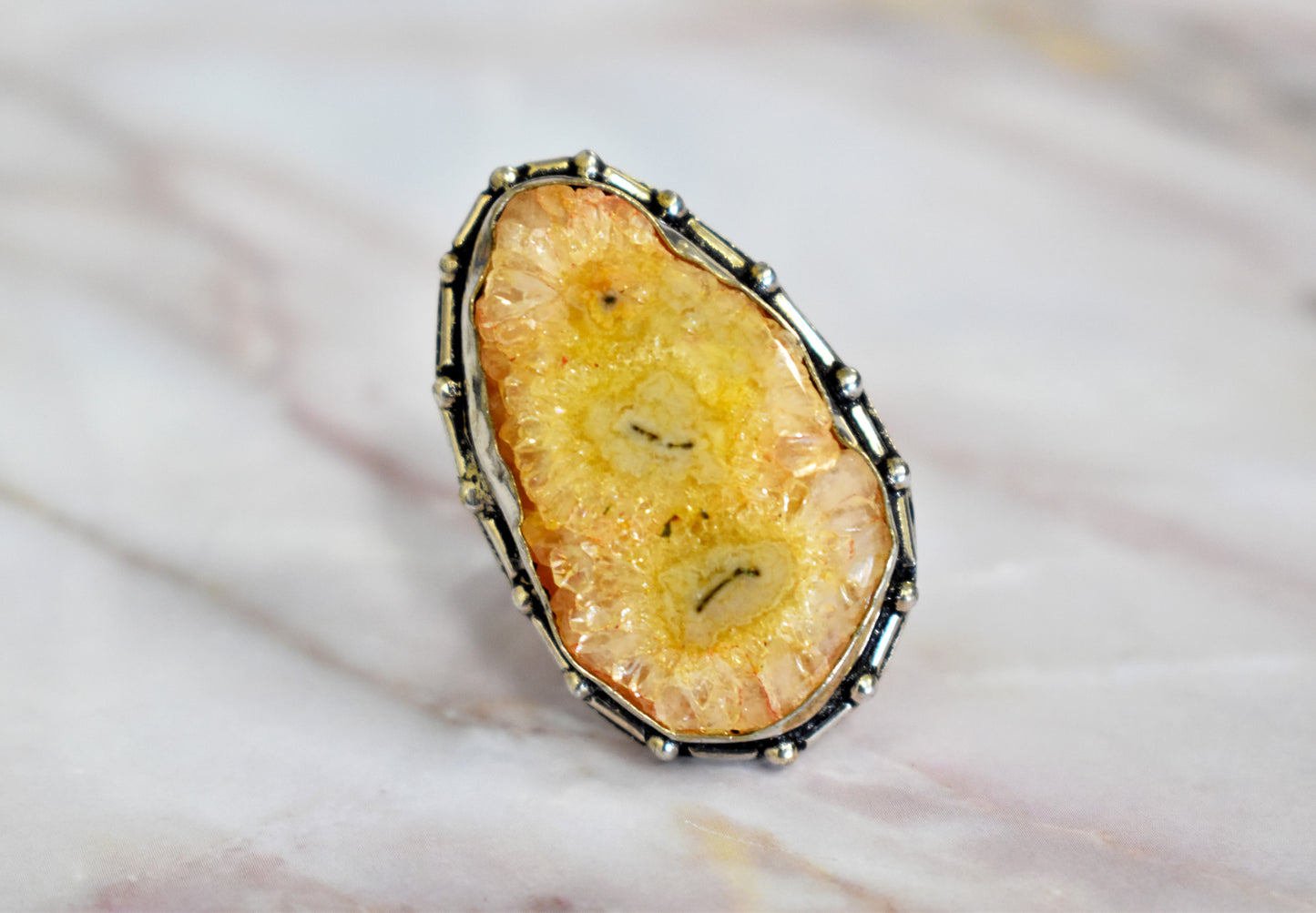 Yellow Solar Quartz Ring (Size 8)