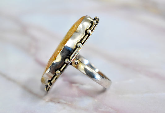 Yellow Solar Quartz Ring (Size 8)