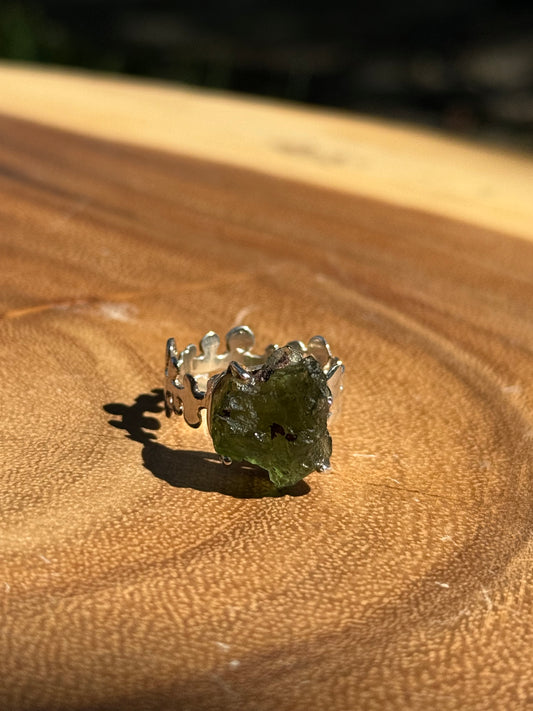 Raw Moldavite Ring