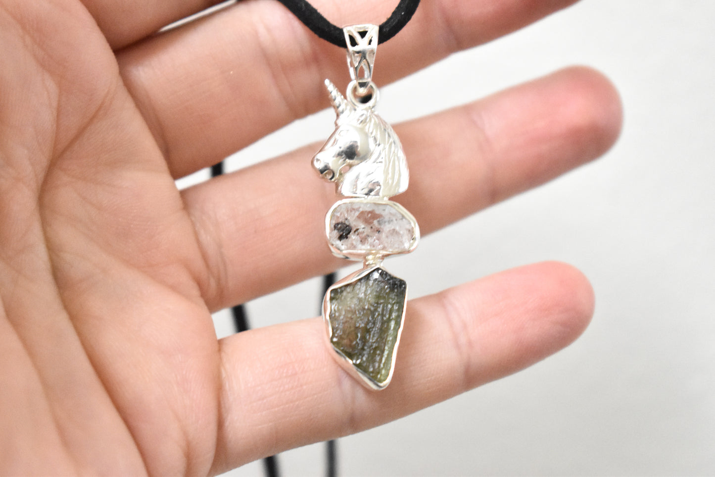 Herkimer Diamond and Moldavite Necklace