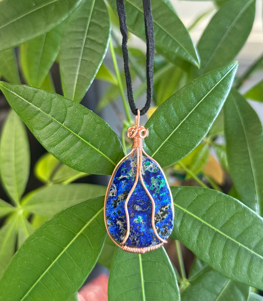 Azurite Copper Wrapped Necklace - Stones of Transformation