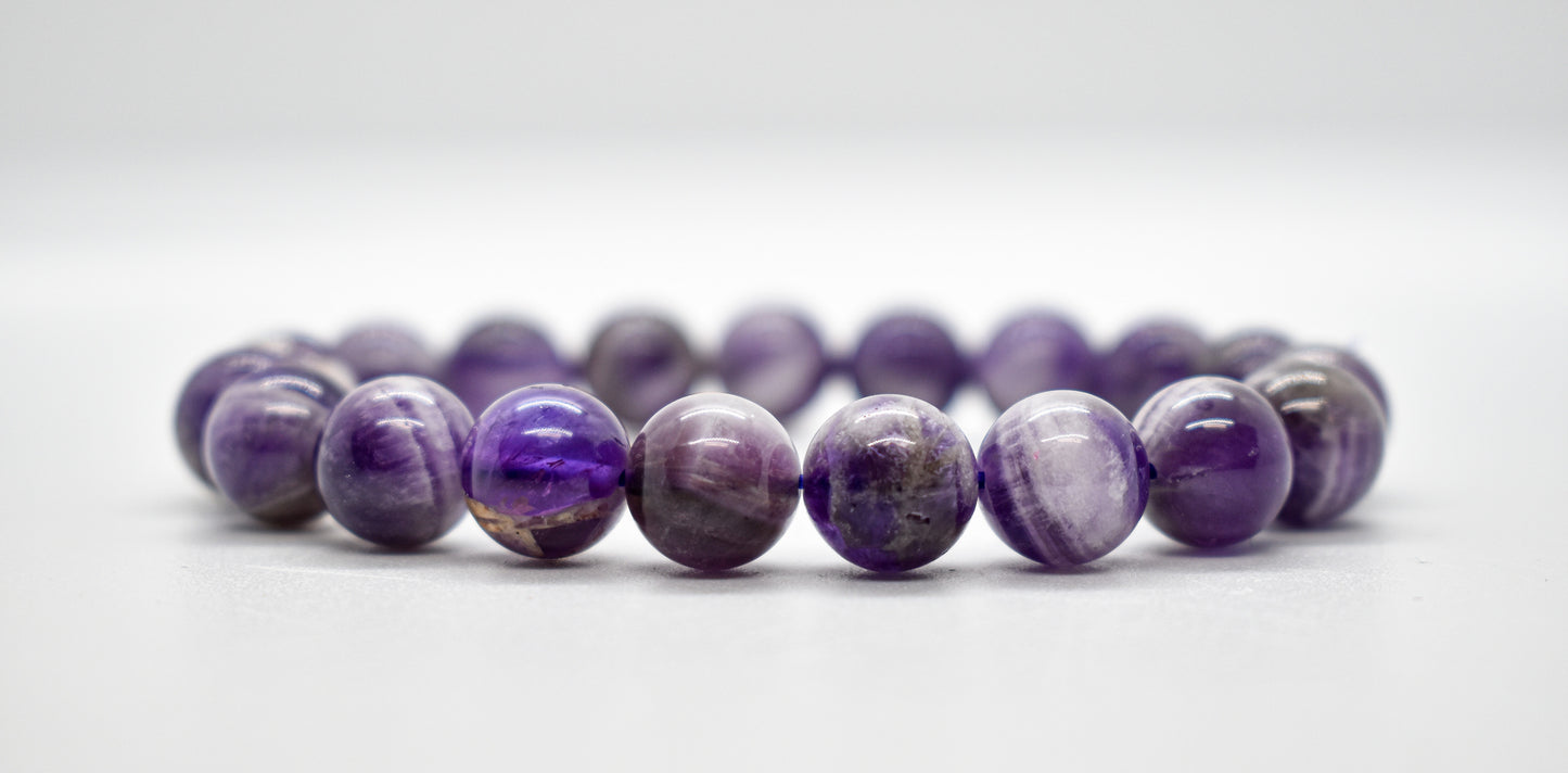 Chevron Amethyst with Cacoxenite Bracelet (10mm)