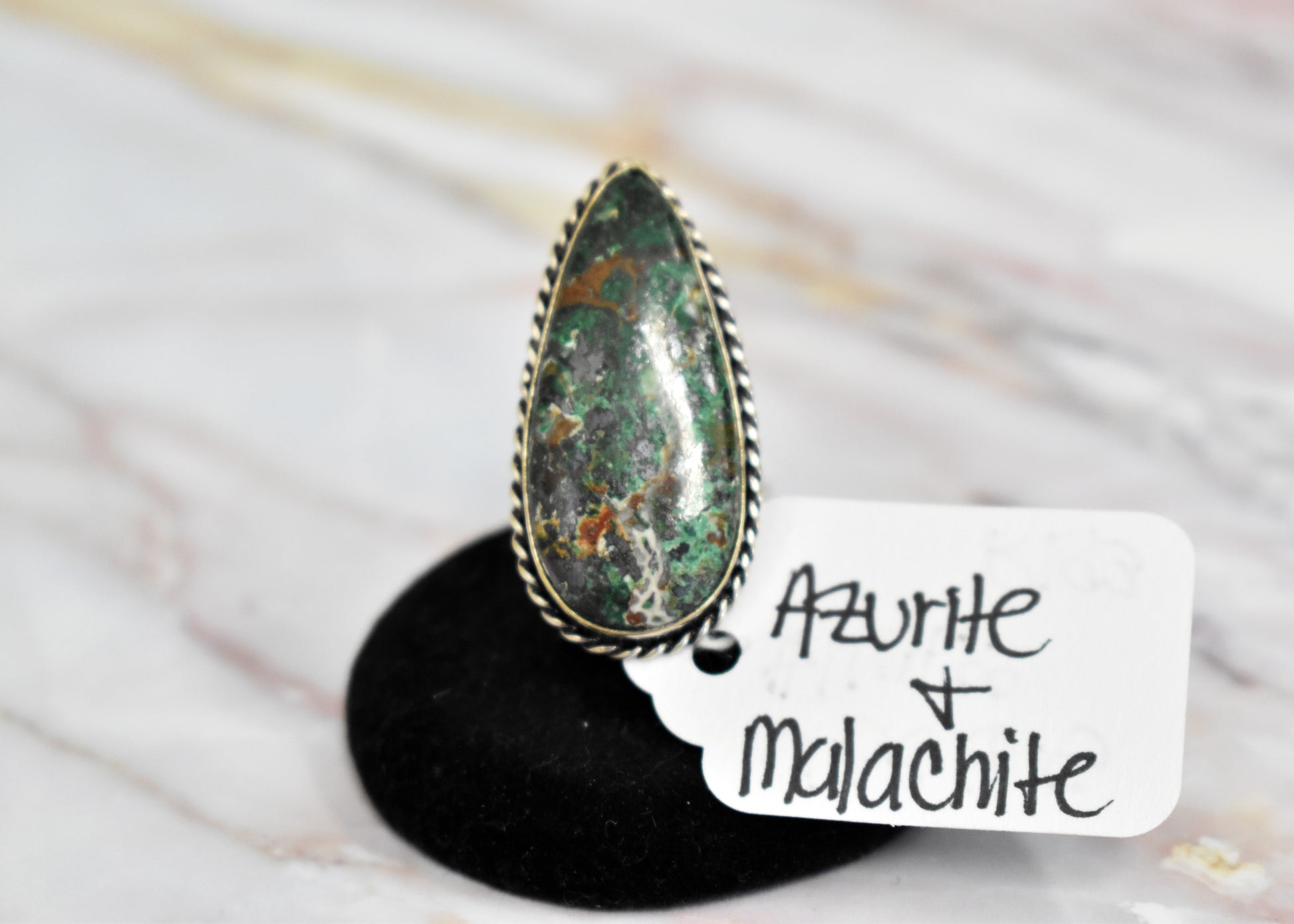 stones-of-transformation - Azurite with Malachite Ring (Size 6.5) - Stones of Transformation - 