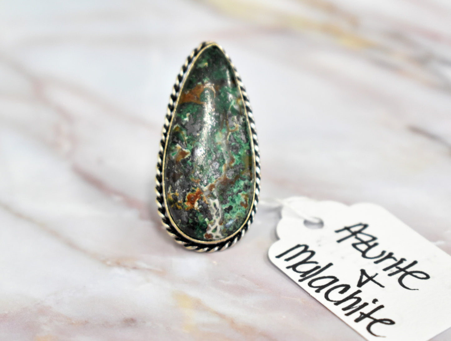 stones-of-transformation - Azurite with Malachite Ring (Size 6.5) - Stones of Transformation - 