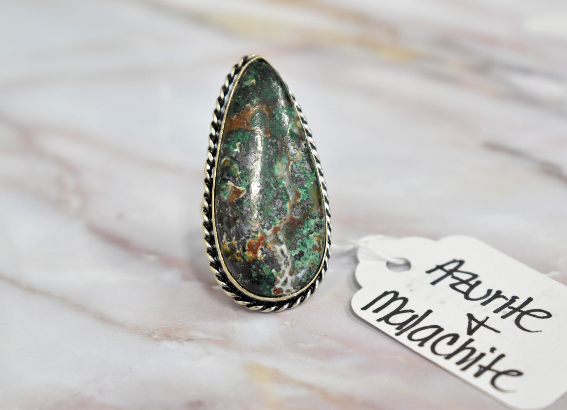 stones-of-transformation - Azurite with Malachite Ring (Size 6.5) - Stones of Transformation - 