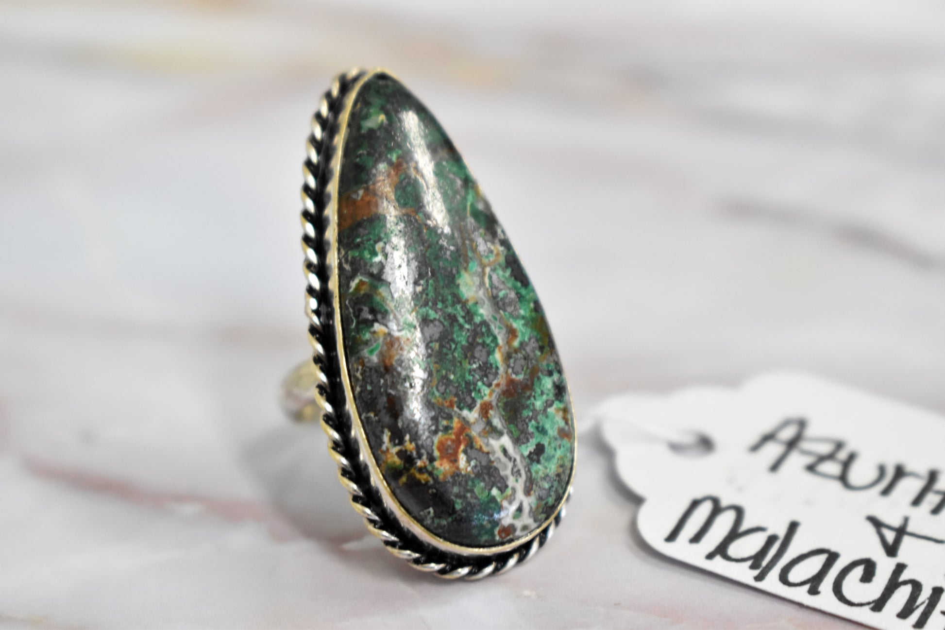 stones-of-transformation - Azurite with Malachite Ring (Size 6.5) - Stones of Transformation - 