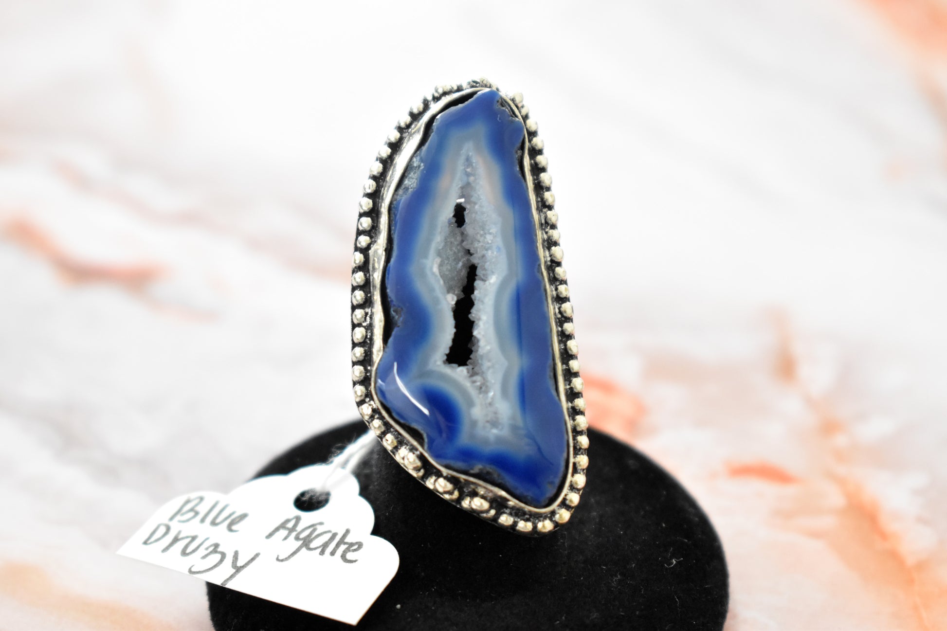 stones-of-transformation - Blue Agate Druzy Ring (Size 6) - Stones of Transformation - 