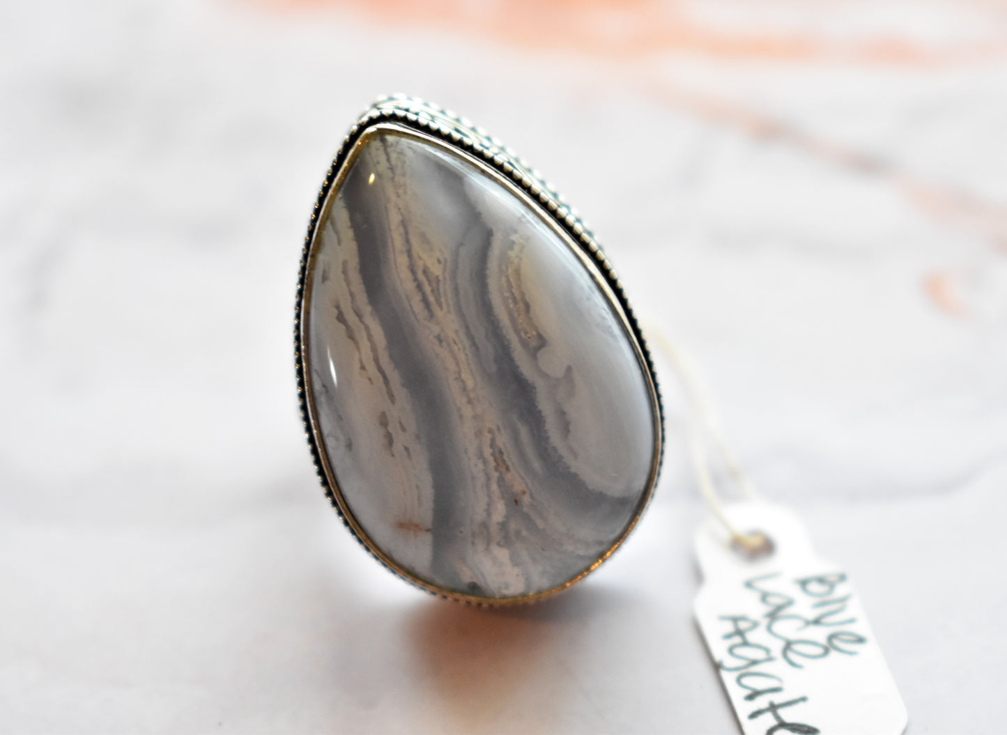 stones-of-transformation - Blue Lace Agate Ring (Size 8) - Stones of Transformation - 