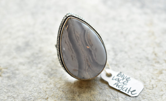 stones-of-transformation - Blue Lace Agate Ring (Size 8) - Stones of Transformation - 
