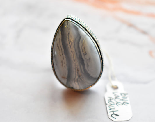 stones-of-transformation - Blue Lace Agate Ring (Size 8) - Stones of Transformation - 