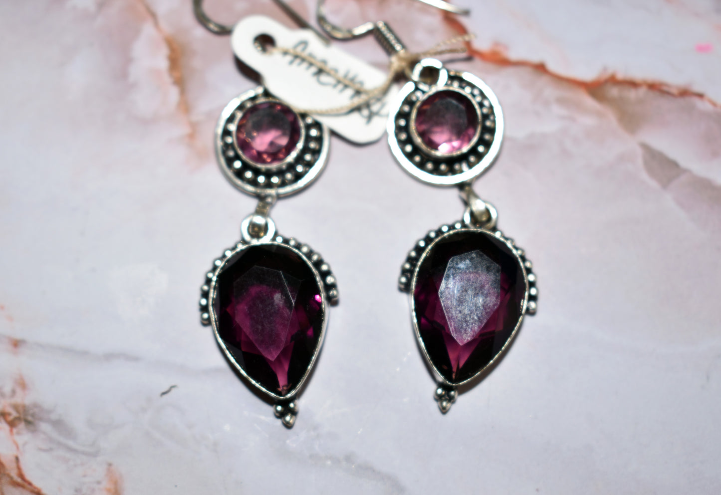stones-of-transformation - Amethyst Two Stone Earrings - Stones of Transformation - 