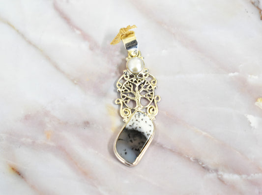 Dendritic Agate with Tree of Life Pendant