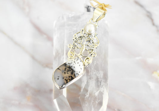 Dendritic Agate with Tree of Life Pendant
