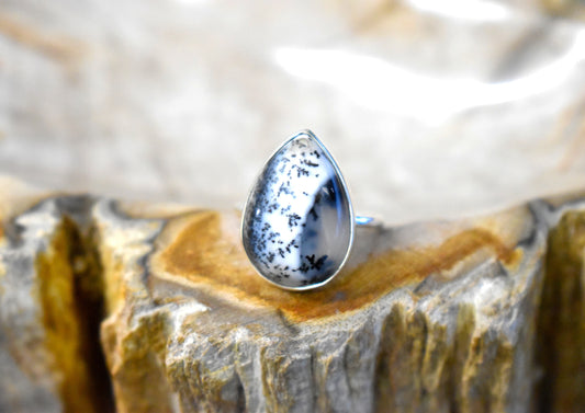 Dendritic Opal Ring (Size 7)