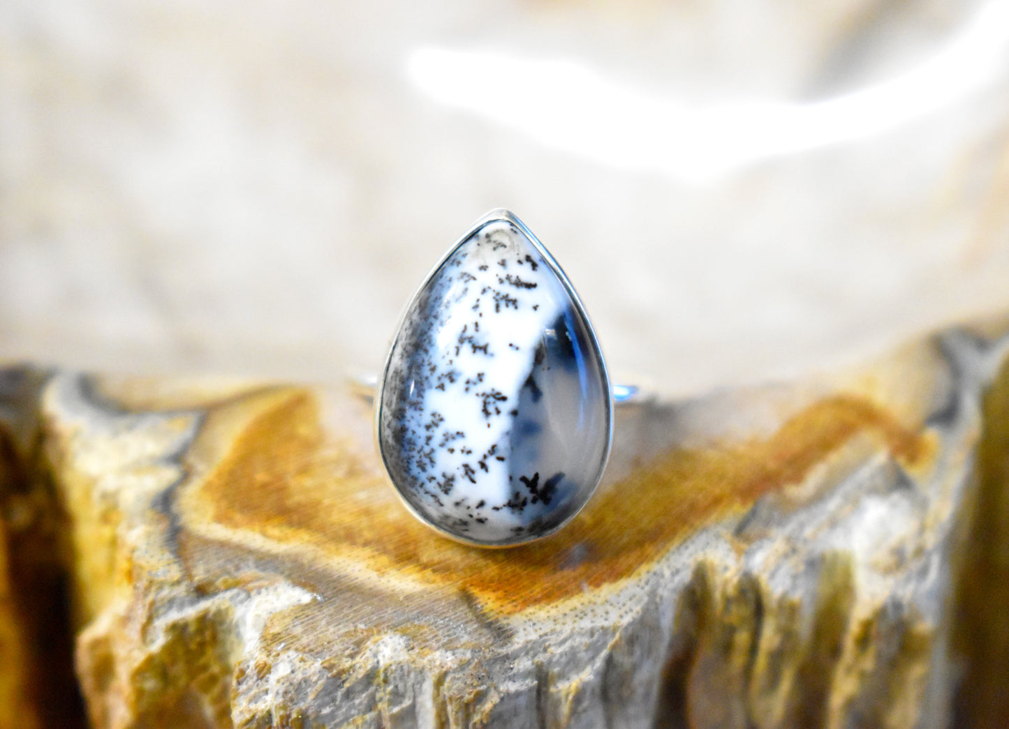 Dendritic Opal Ring (Size 7)