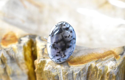 Dendritic Opal Ring (Size 8)