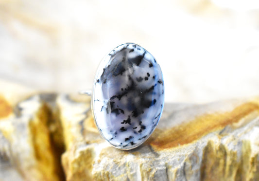 Dendritic Opal Ring (Size 8)