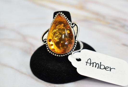 stones-of-transformation - Amber Ring (Size 8.5) - Stones of Transformation - 