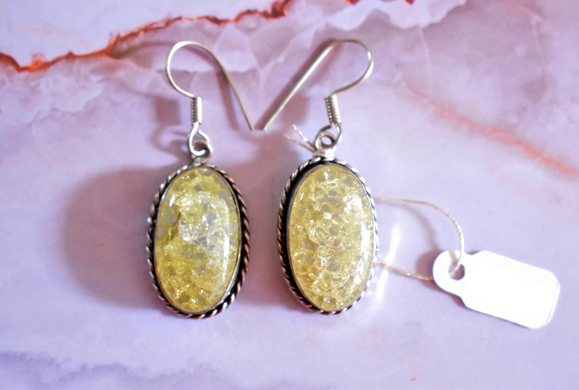 stones-of-transformation - Yellow Crackle Quartz Earrings - Stones of Transformation - 