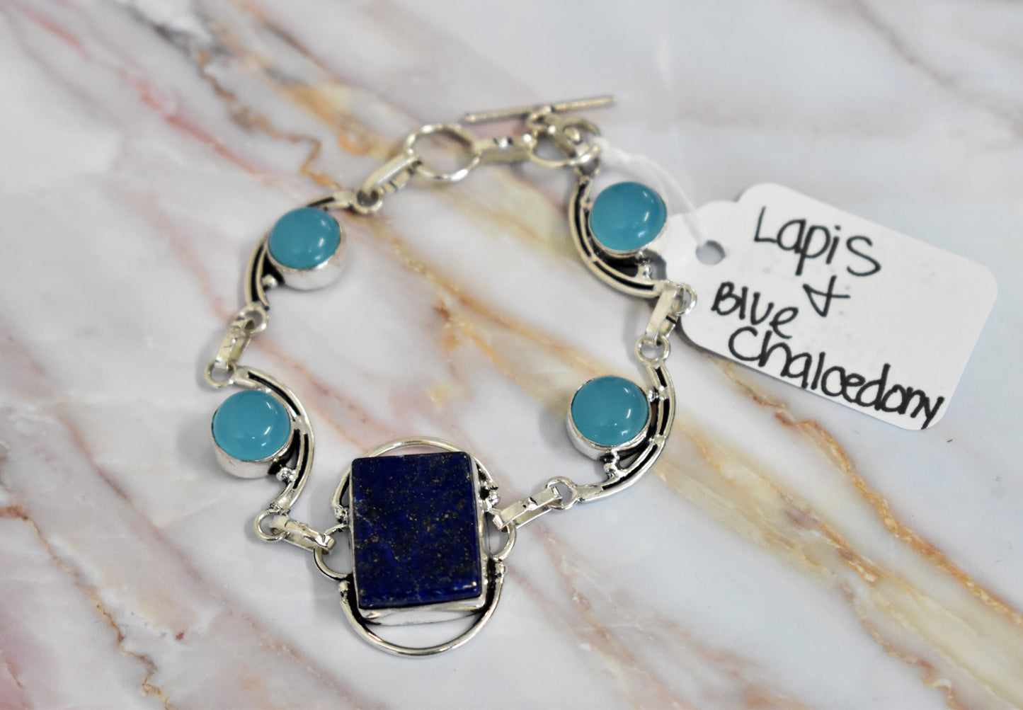 stones-of-transformation - Lapis Lazuli and Blue Chalcedony Bracelet - Stones of Transformation - 