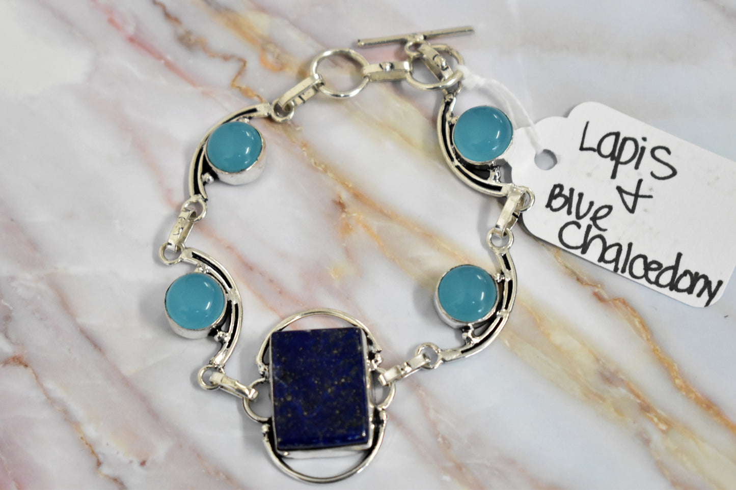 stones-of-transformation - Lapis Lazuli and Blue Chalcedony Bracelet - Stones of Transformation - 