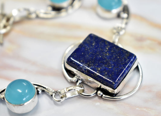 stones-of-transformation - Lapis Lazuli and Blue Chalcedony Bracelet - Stones of Transformation - 