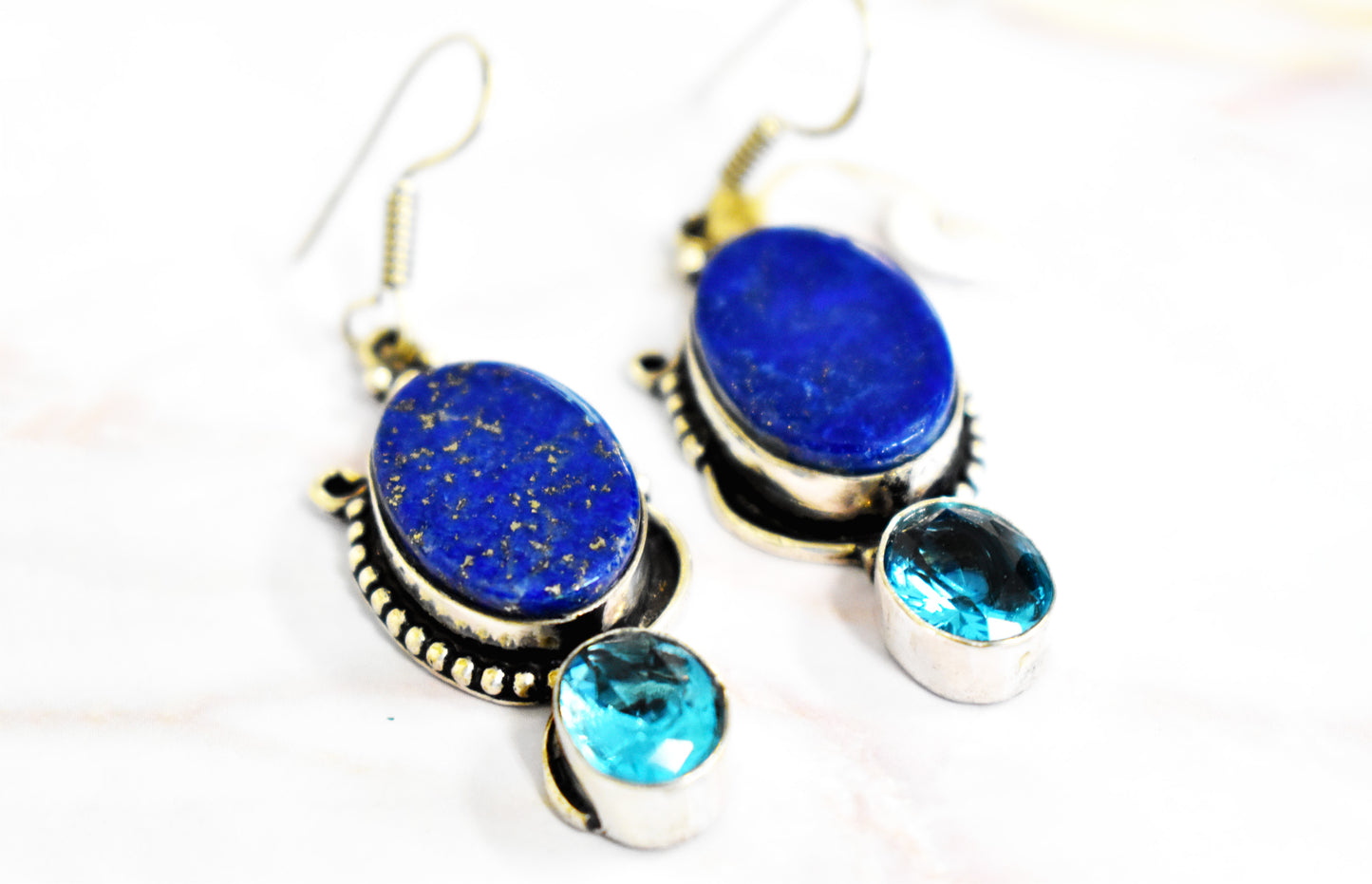 Lapis Lazuli and Blue Topaz Earrings
