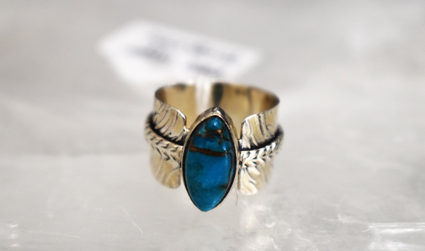 stones-of-transformation - Blue Copper Turquoise Ring (Size 7) - Stones of Transformation - 
