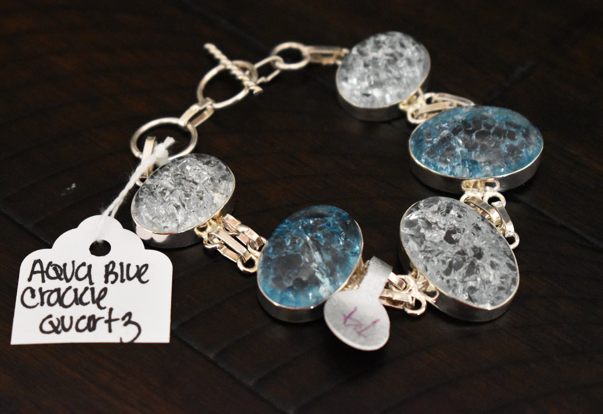 stones-of-transformation - Sterling Silver Aqua Blue Crackle Quartz Bracelet - Stones of Transformation - 