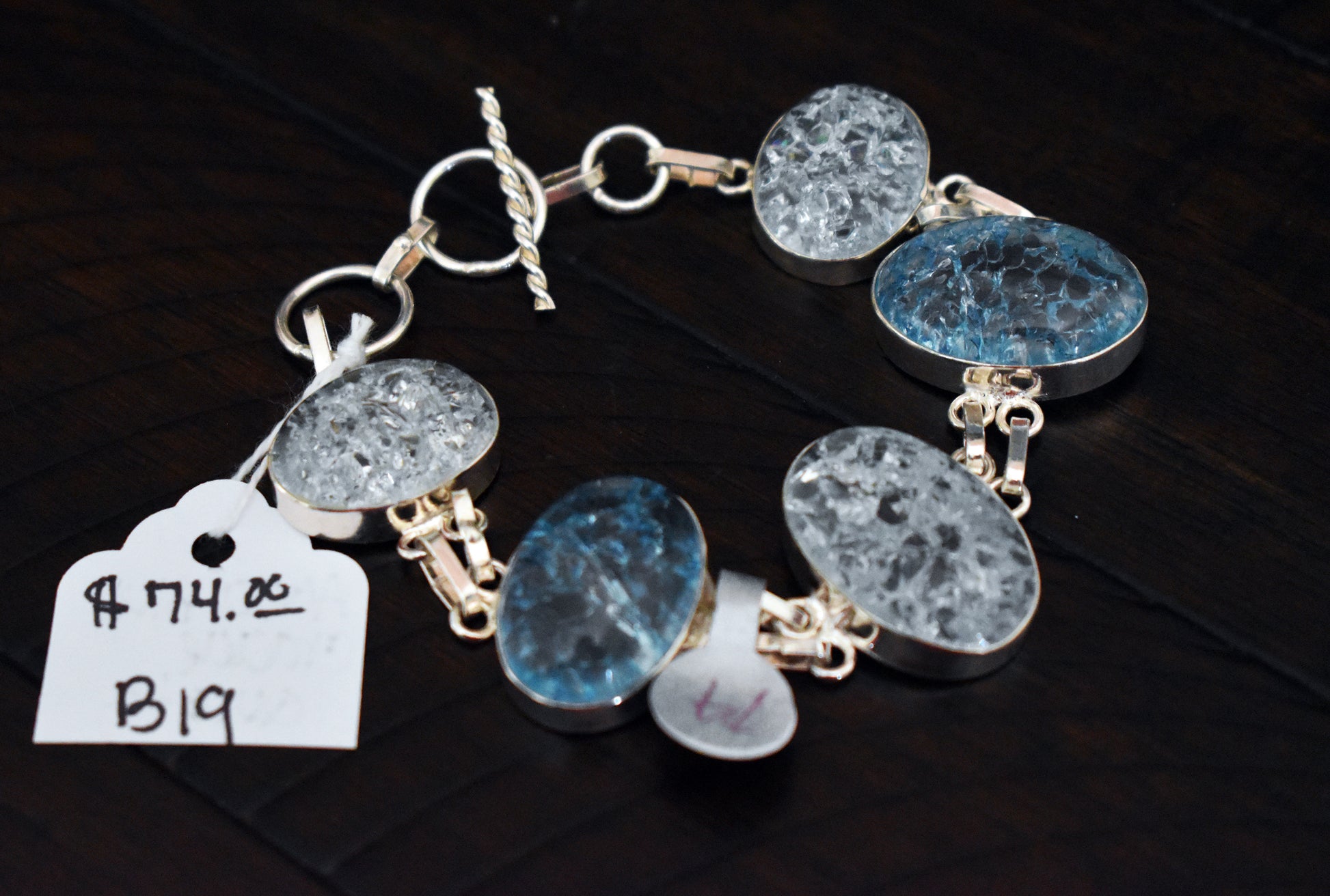 stones-of-transformation - Sterling Silver Aqua Blue Crackle Quartz Bracelet - Stones of Transformation - 