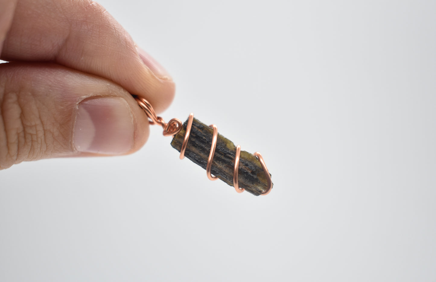 Copper Wrapped Black Tektite Necklace