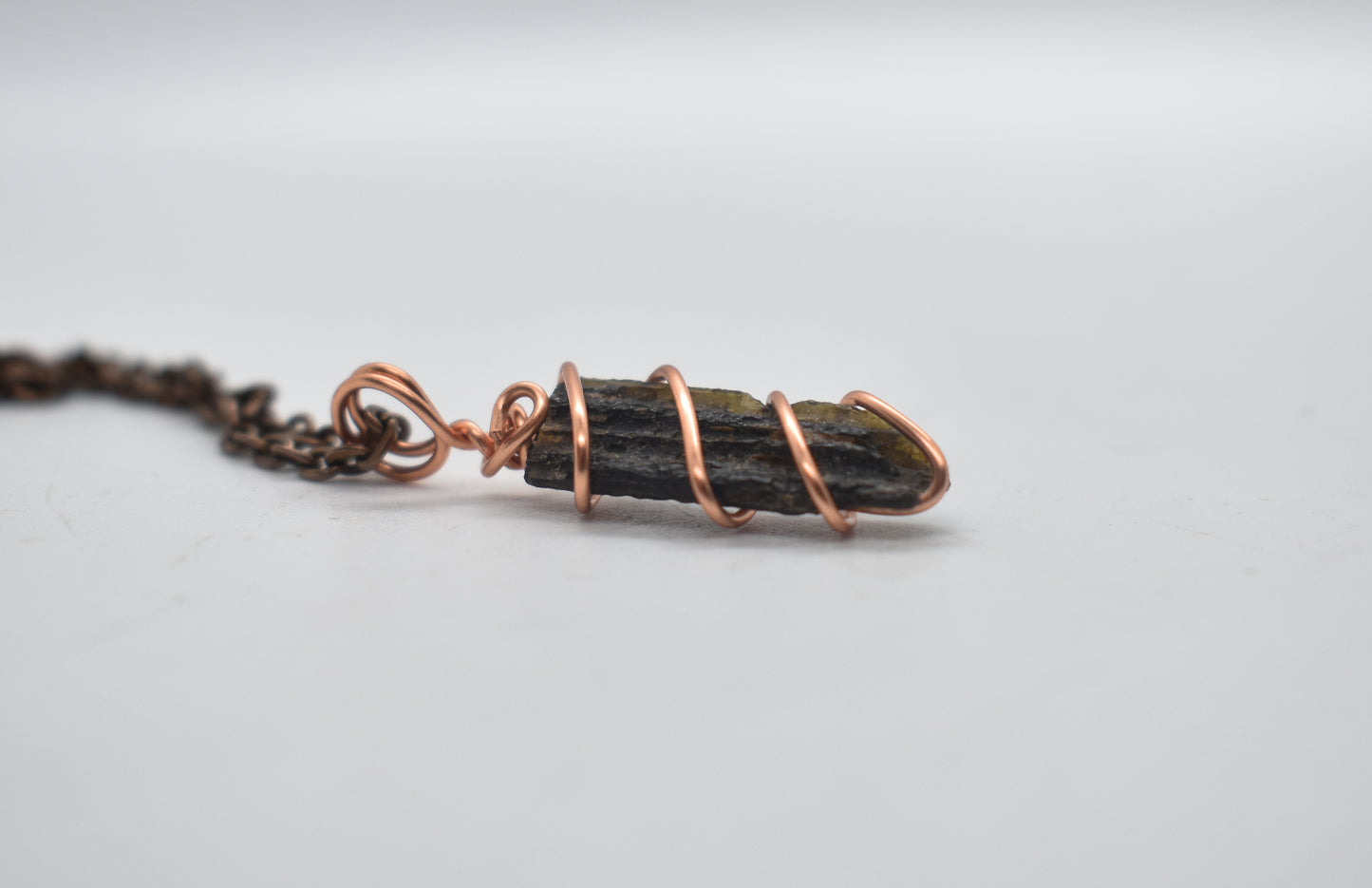 Copper Wrapped Black Tektite Necklace