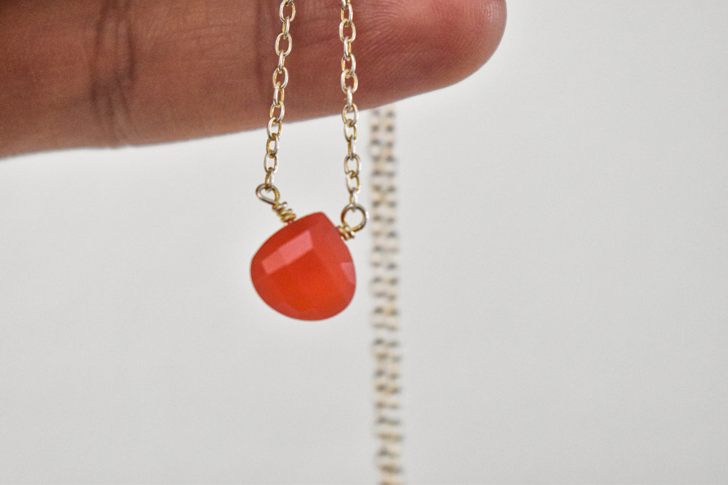Faceted Carnelian Sterling Silver Necklace