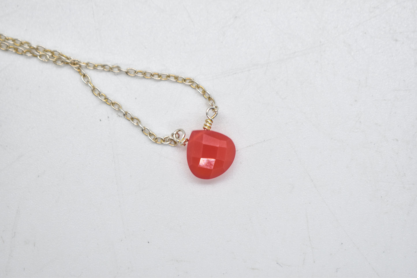 Faceted Carnelian Sterling Silver Necklace