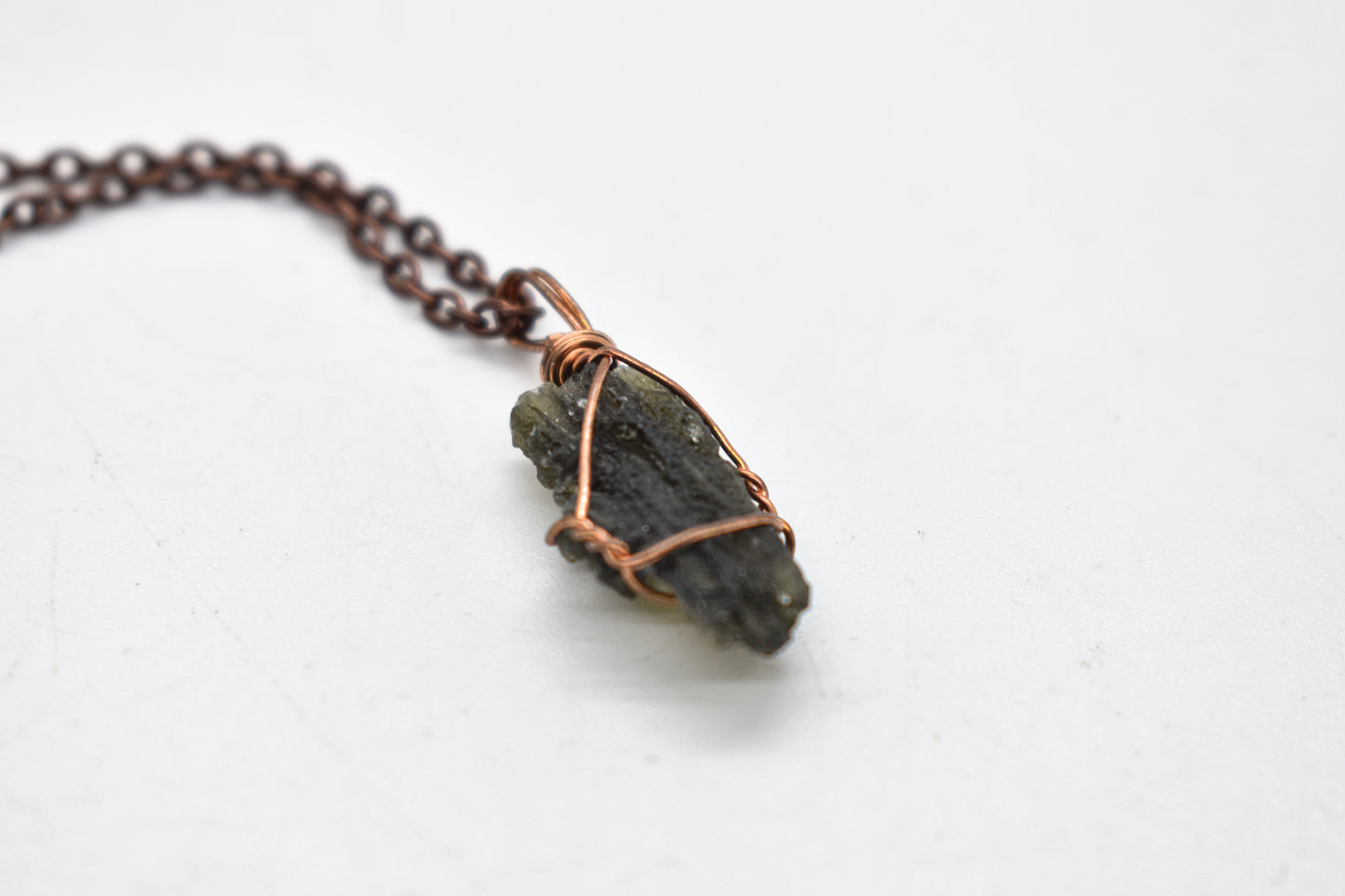 Copper Wrapped Moldavite Necklace