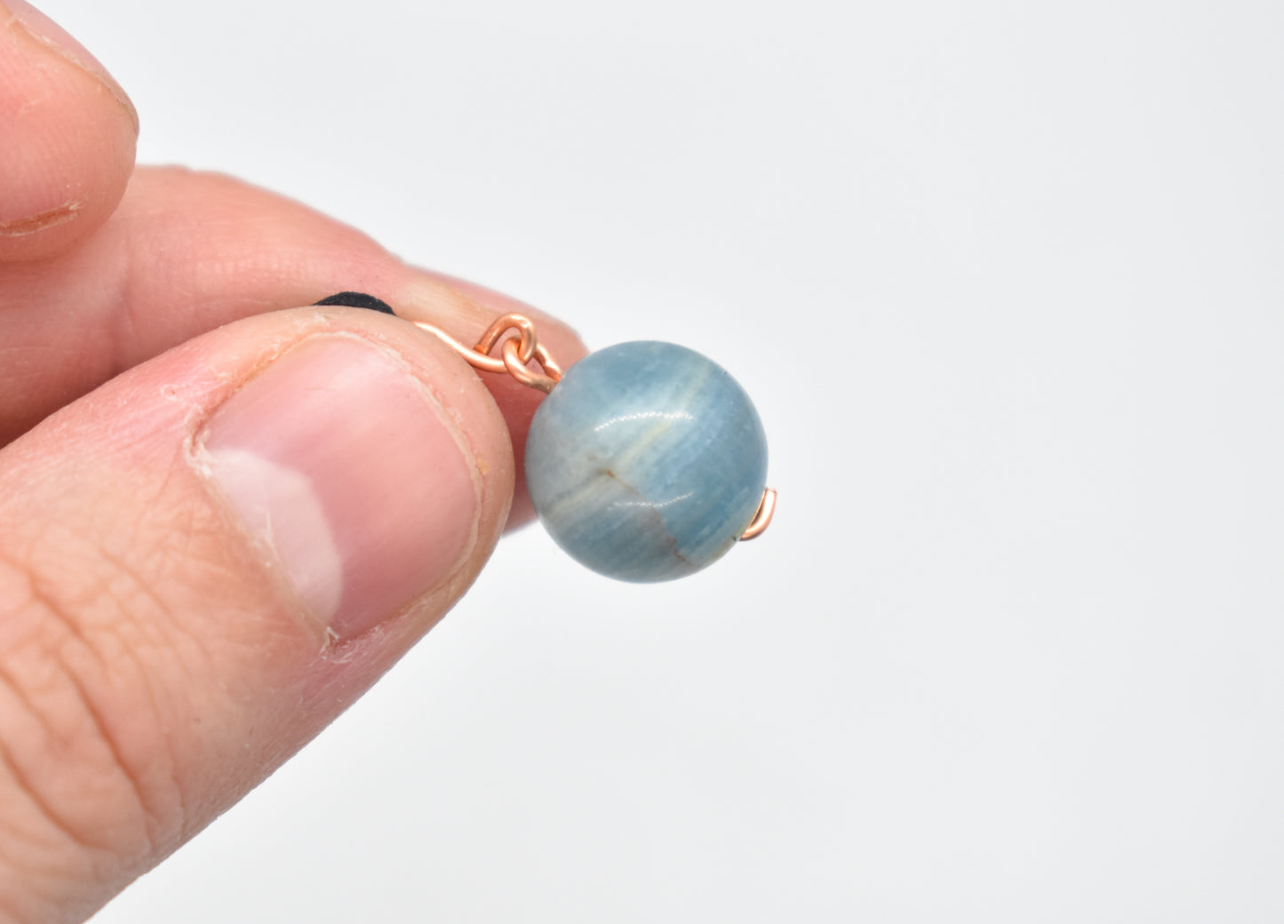 Lemurian Aquatine Calcite Copper Bead Necklace