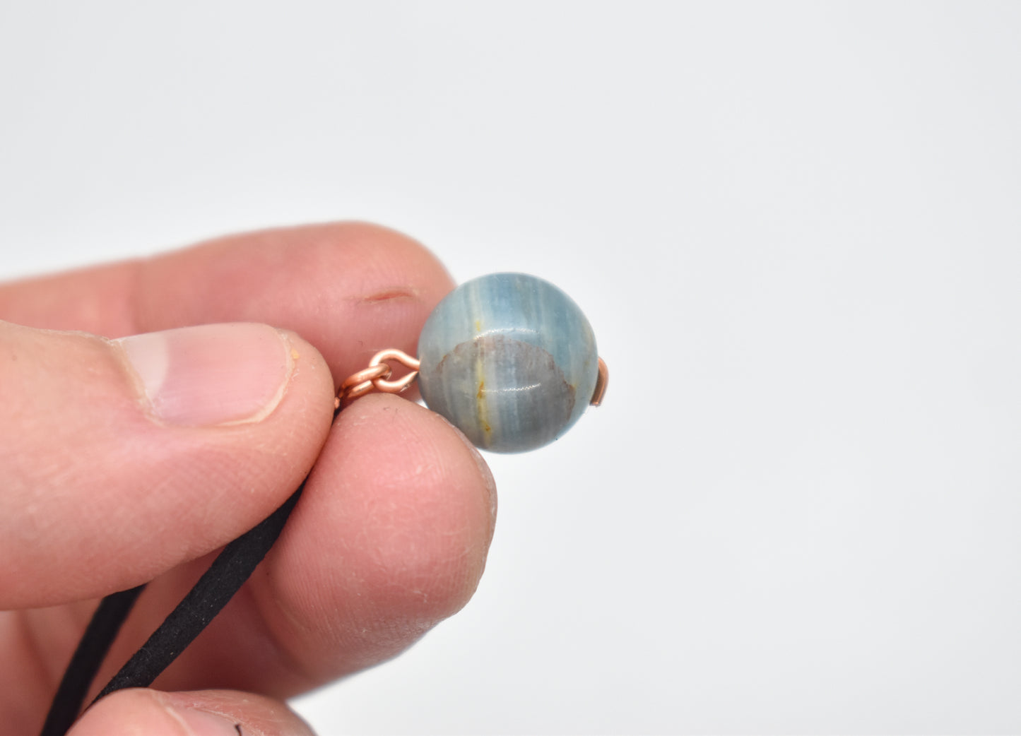 Lemurian Aquatine Calcite Copper Bead Necklace