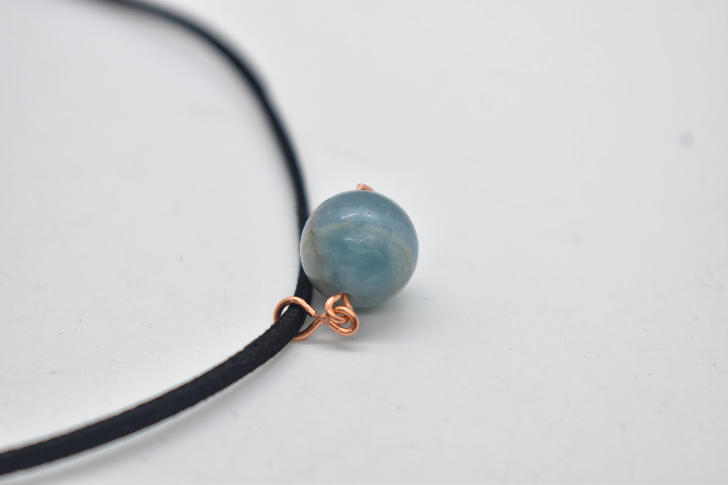 Lemurian Aquatine Calcite Copper Bead Necklace