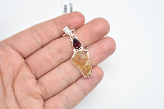 Citrine and Garnet Sterling Silver Necklace