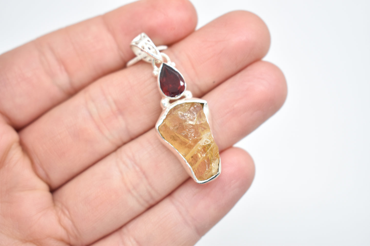 Citrine and Garnet Sterling Silver Necklace