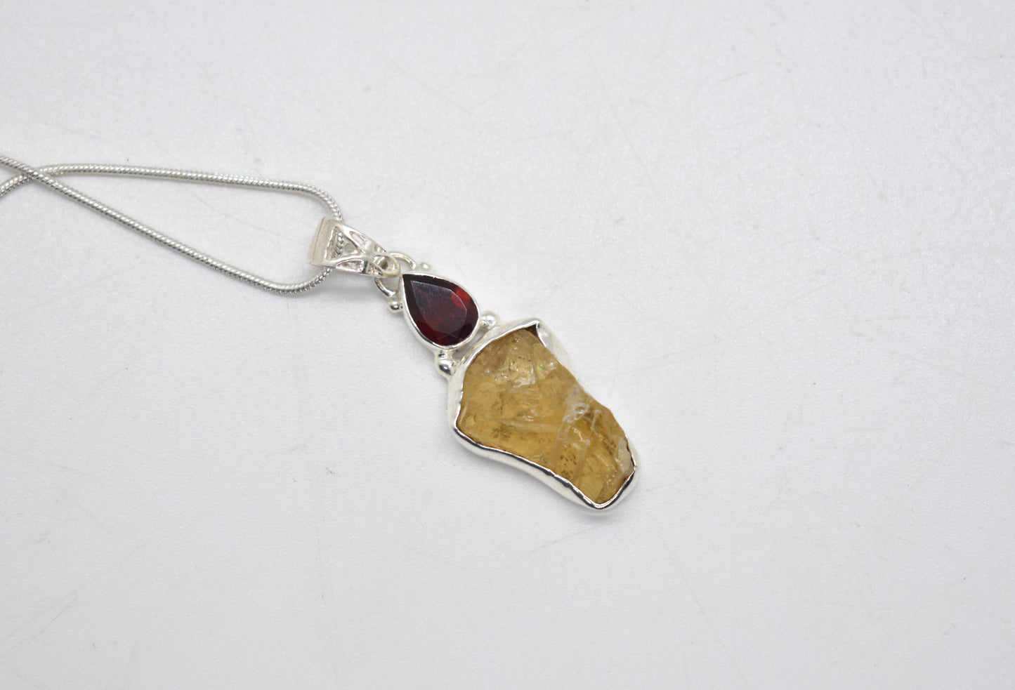 Citrine and Garnet Sterling Silver Necklace